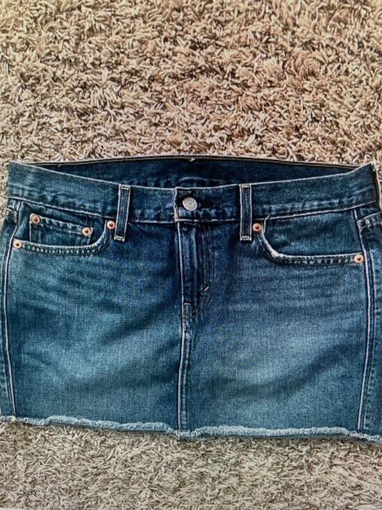 Dresses & Skirts - Classic Blue Denim Mini Skirt with Frayed Hem
